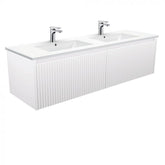 Fienza 1500mm Dolce Alina Double Bowl Wall Hung Vanity - Satin White